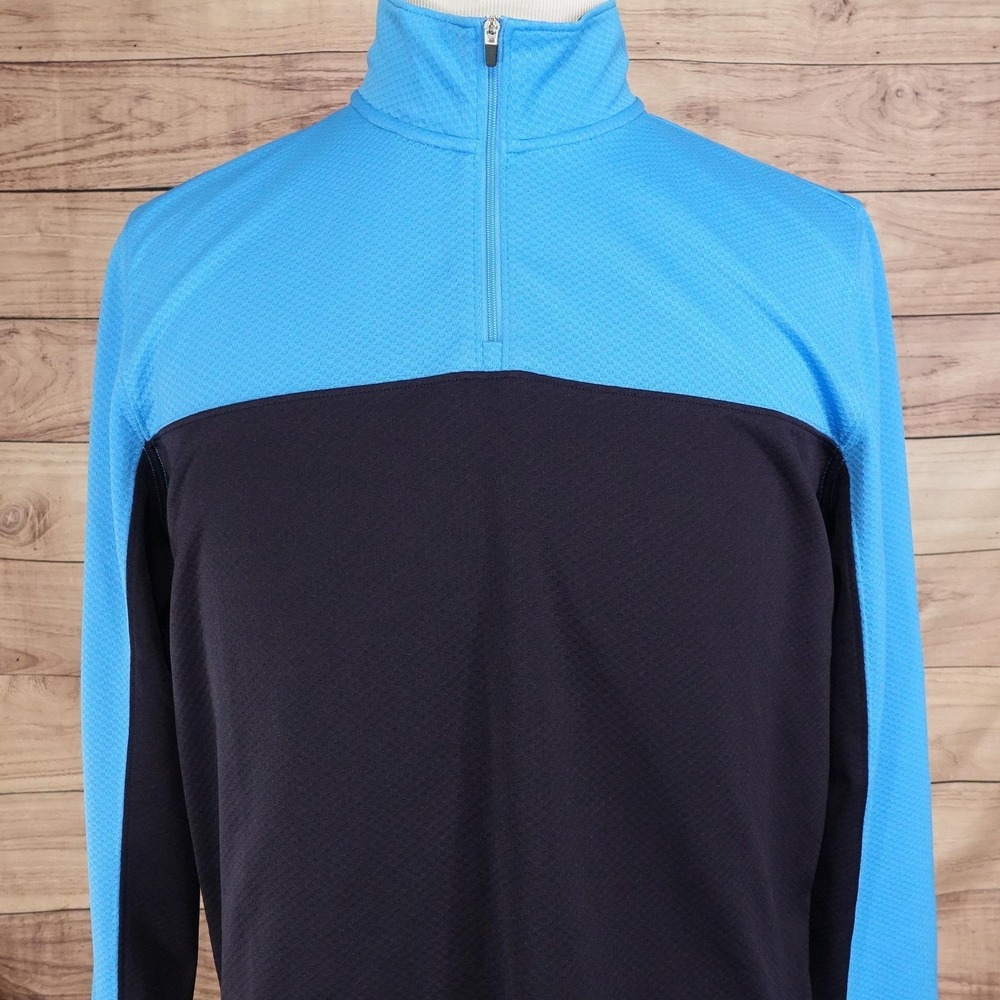Lands' End Pullover Mens M Blue Black 1/4 Zip Lightweight Tagless Athletic